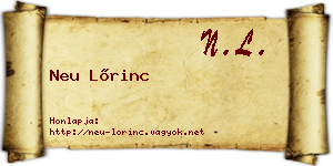 Neu Lőrinc névjegykártya